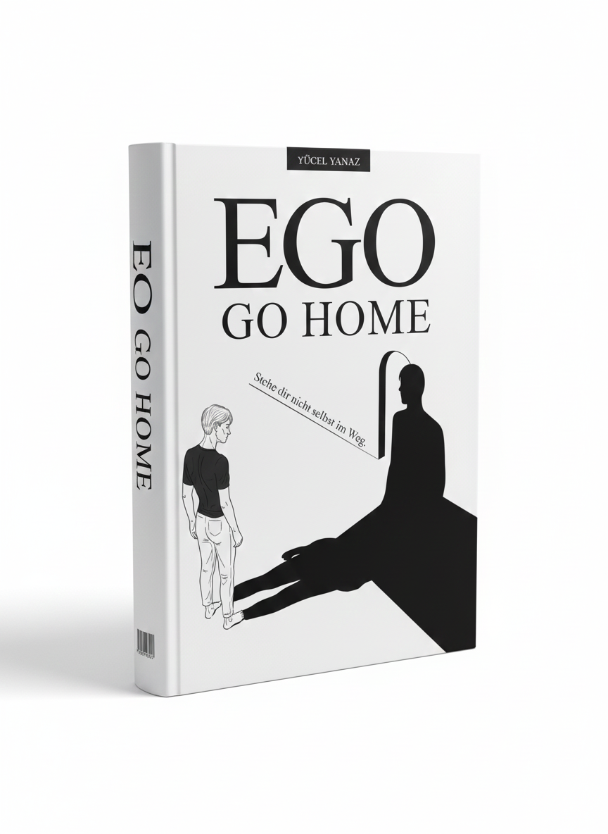 Ego go Home - Erfolg selbst sabotieren Buchcover Mockup "Ego go Home - warum wir unseren Erfolg selbst sabotieren" von Yücel Yanaz. Warum wir unseren Erfolg selbst sabotieren