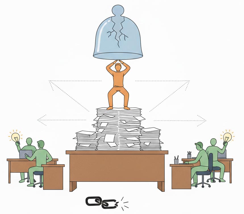 Grafik zum Thema Delegieren ohne Angst: Vertrauen als Basis für Führung.