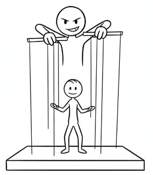 Manipulation-erkennen-wer-zieht-wirklich-die-Faeden Strichzeichnung: Manipulation erkennen: wer zieht die Strippen in deinem Leben?