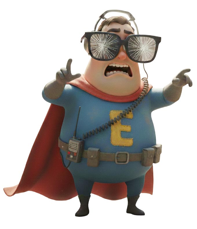 Egoman-mit-zerkratzter-Sonnenbrille Darstellung Egoman - unser innerer Bodyguard - mit zerkratzter Sonnenbrille